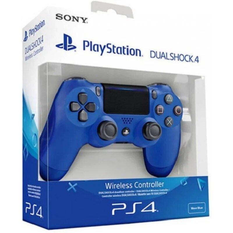 Геймпад PS4 беспроводной DualShock 4 Wireless Controller (Синий) (Реплика) - фото 1 - id-p137493234