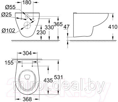 Унитаз подвесной с инсталляцией GROHE Bau 3 39427000 + 39493000 + 38772001 - фото 4 - id-p137523065