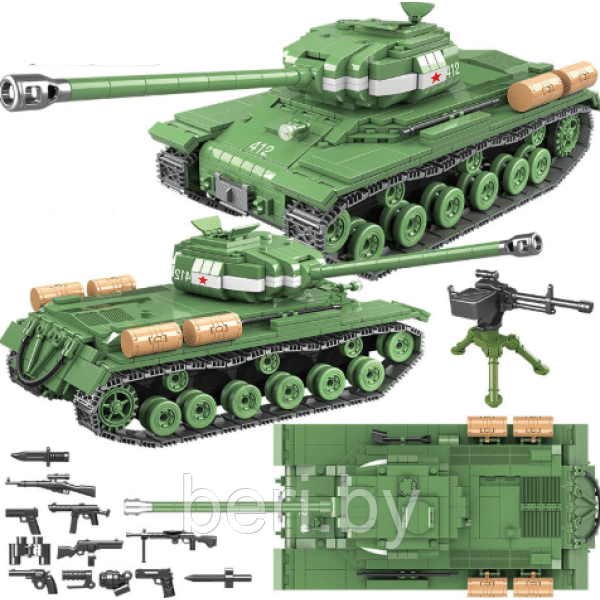 100062 Конструктор Quanguan "Тяжелый танк ИС-2" («Иосиф Сталин-2»), 1068 деталей, аналог LEGO (Лего) - фото 3 - id-p137521934