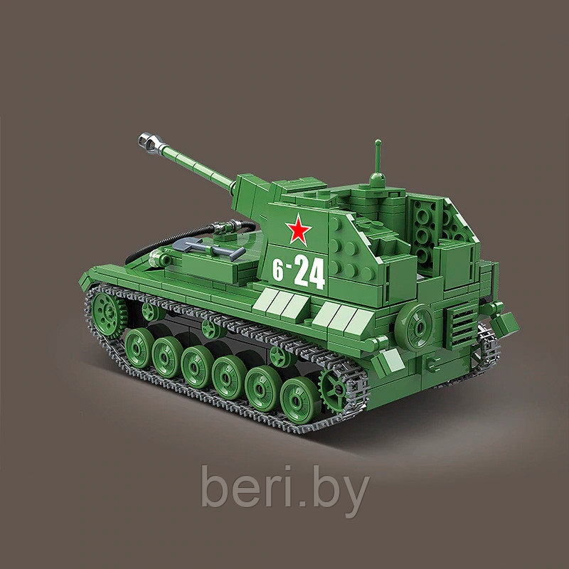 100085 Конструктор Quanguan "Самоходная артиллерийская установка СУ-76", 601 деталь, аналог LEGO (Лего) - фото 2 - id-p137525013