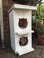 Домик уличный для котов из массива сосны "Кошкин Дом №1" с террасой