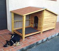 Будка для собаки из массива сосны "Собачья Усадьба №14 XL"с террасой с террасой