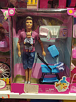 Детская кукла Кен с малышом и коляской, детский игровой набор кукол Ken для девочек с аксессуарами