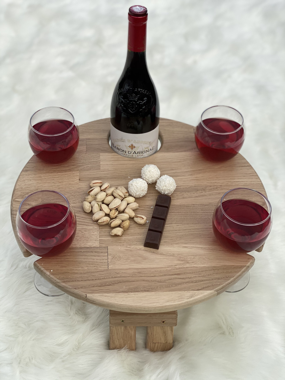Столик для вина, круглый, складной, поднос (дуб) - фото 1 - id-p137550938