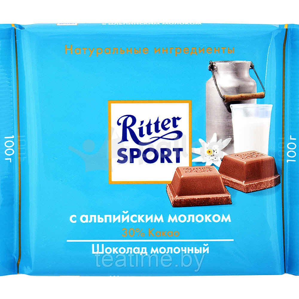 Шоколад RITTER SPORT с альпийским молоком 100 г молочный