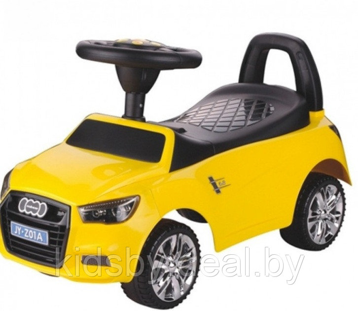 Детская машинка-каталка, толокар RiverToys Audi JY-Z01A (желтый/черный) - фото 1 - id-p137552389