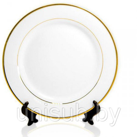 Тарелка белая 250мм с золотым ободком (без коробки) - фото 1 - id-p137147195