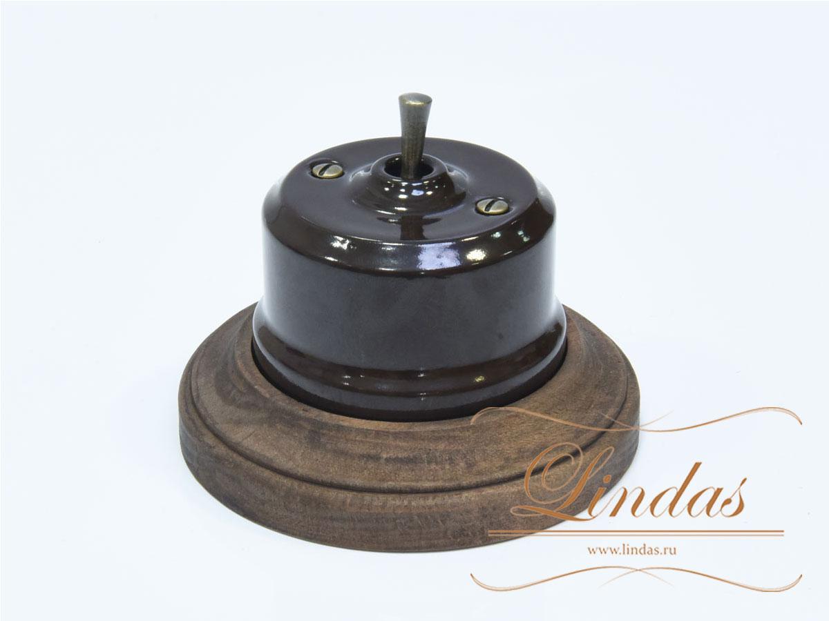 Кнопка-тумблер Lindas, цвет коричневый, ручка бронза - фото 4 - id-p137573755