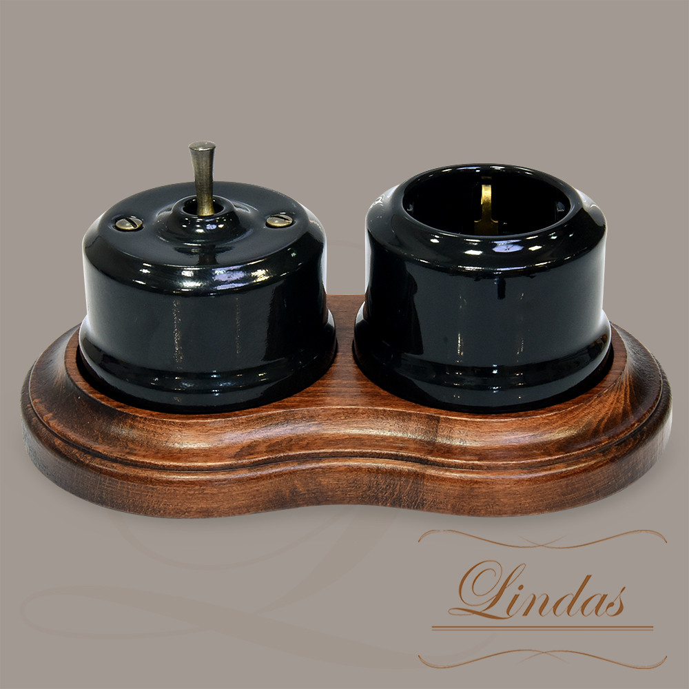 Проходной тумблерный ретро выключатель Lindas, цвет черный, ручка бронза - фото 10 - id-p137573759