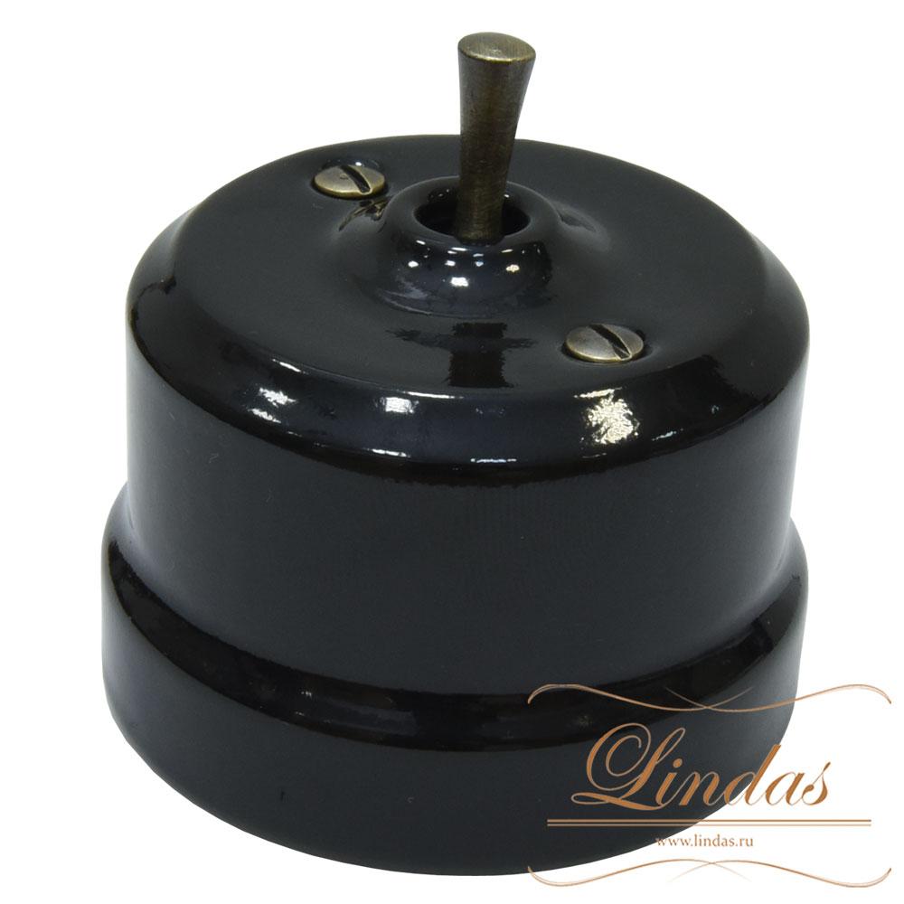 Кнопка-тумблер Lindas, цвет черный, ручка бронза - фото 1 - id-p137573761