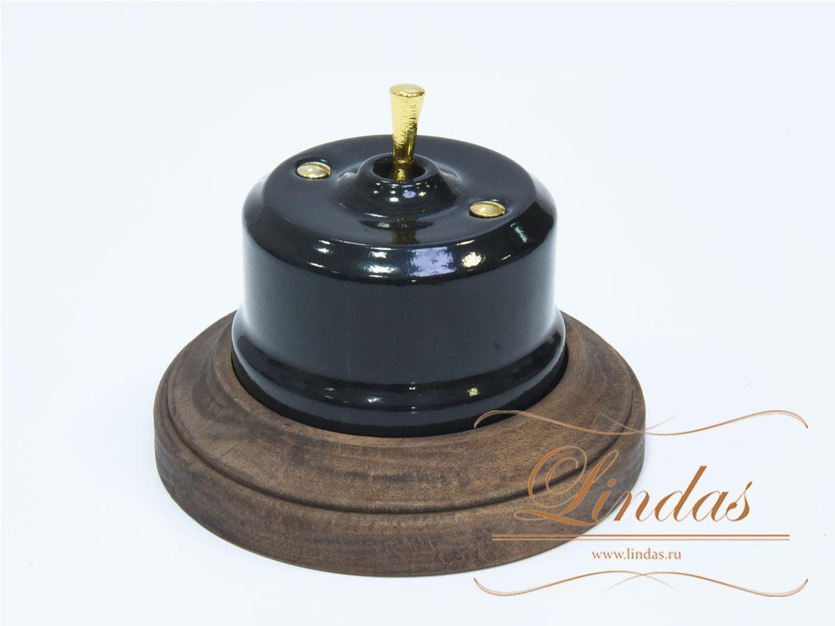 Кнопка-тумблер Lindas, цвет черный, ручка бронза - фото 4 - id-p137573761