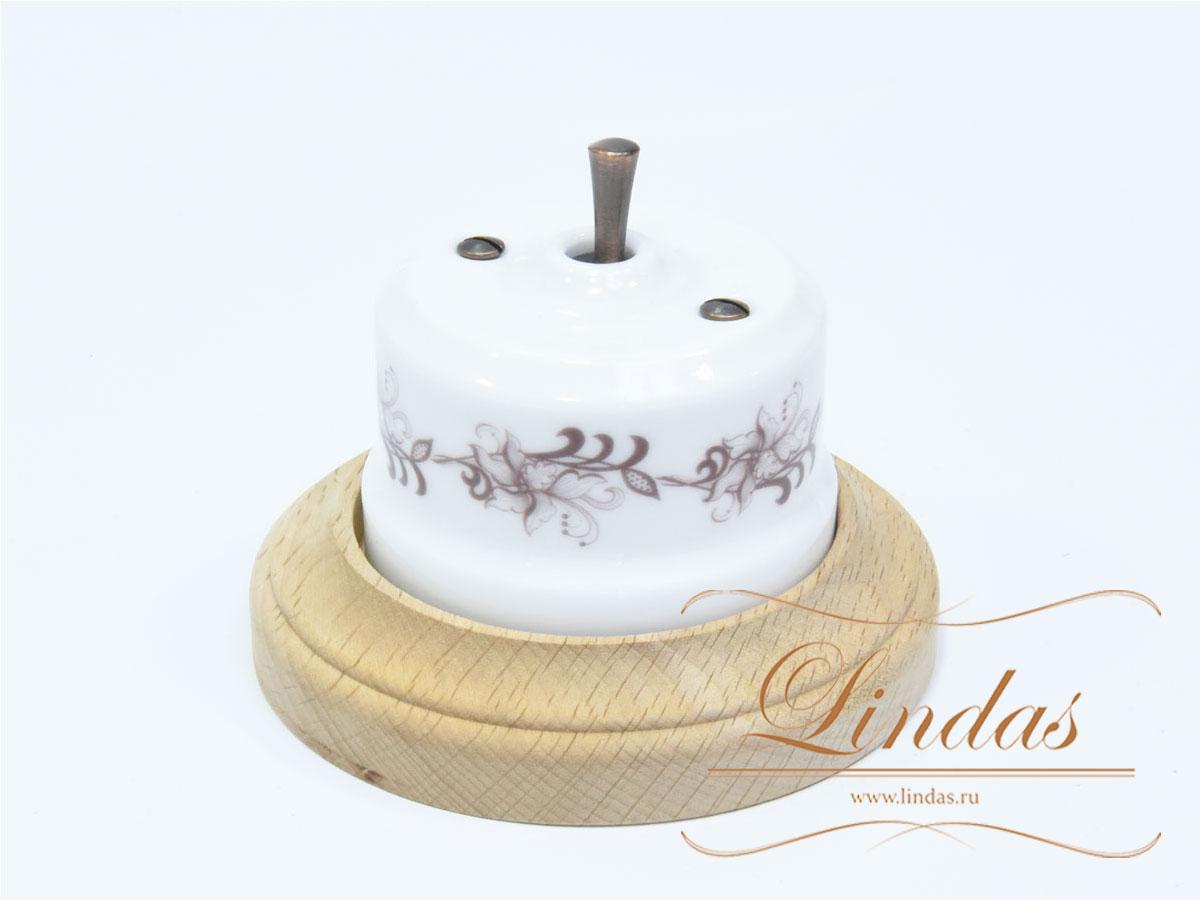 Тумблерный ретро выключатель Lindas, орнамент №1 (лилия), ручка бронза - фото 4 - id-p137573770