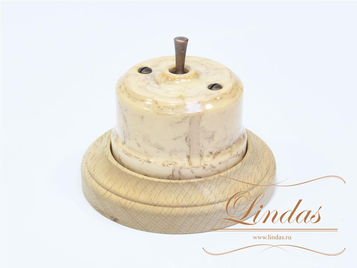 Тумблерный ретро выключатель Lindas, цвет карамель, ручка бронза - фото 5 - id-p137573794