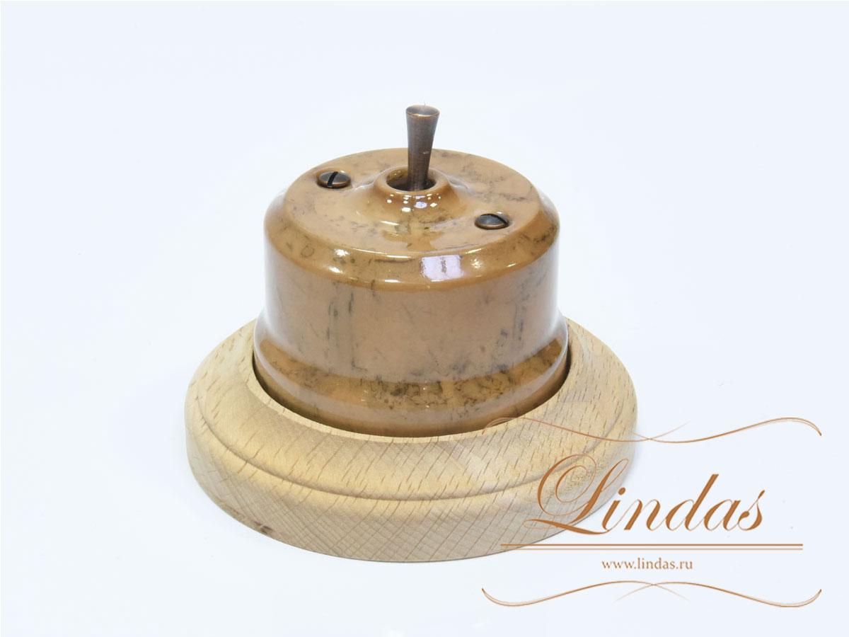 Тумблерный ретро выключатель Lindas, цвет капучно, ручка бронза - фото 4 - id-p137573800