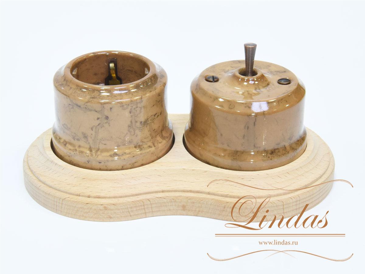 Кнопка-тумблер Lindas, цвет капучно, ручка бронза - фото 6 - id-p137573803