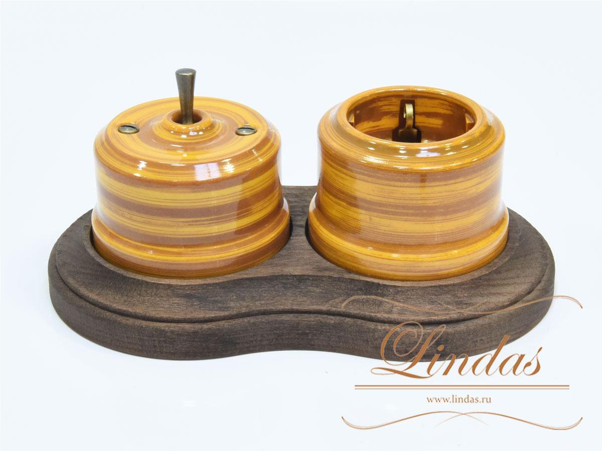 Кнопка-тумблер Lindas, цвет бамбук, ручка бронза - фото 2 - id-p137573815