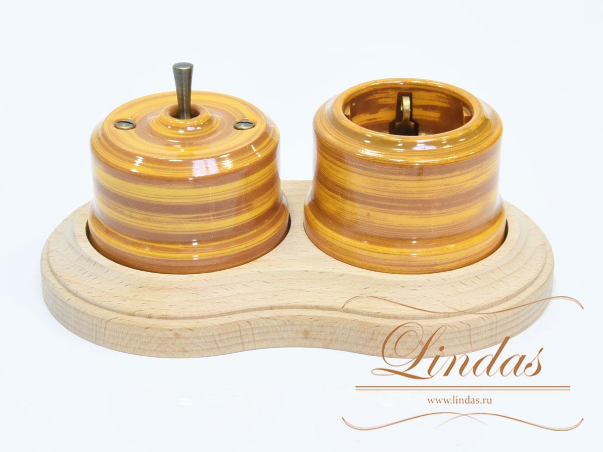 Кнопка-тумблер Lindas, цвет бамбук, ручка бронза - фото 3 - id-p137573815