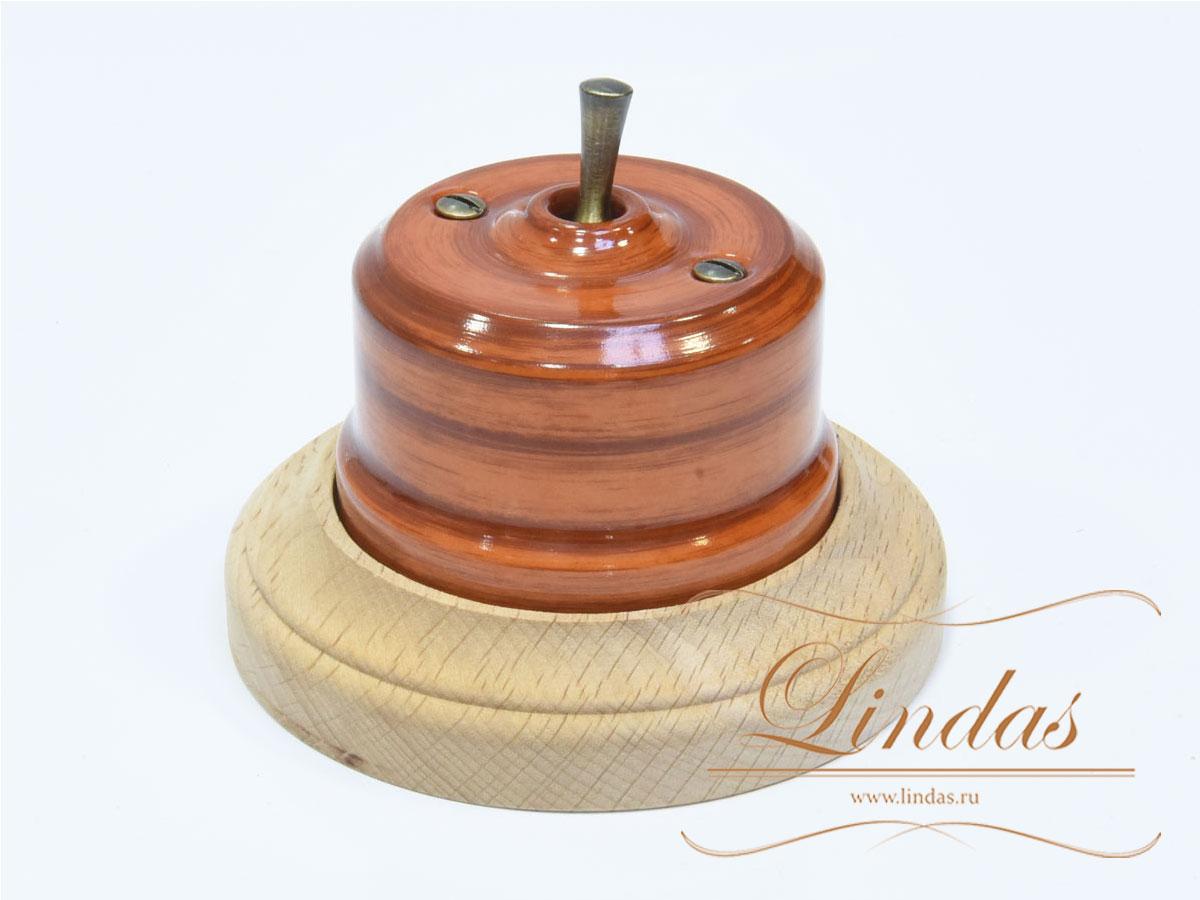 Тумблерный ретро выключатель Lindas, цвет орех, ручка бронза - фото 2 - id-p137573818