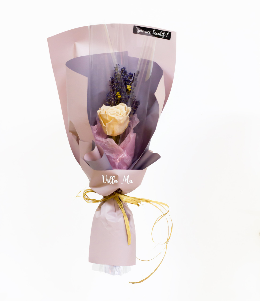 Купить букет Вечная роза и лаванда цветочный интернет-магазин Villa Ma с доставкой по Беларуси - фото 1 - id-p137620649