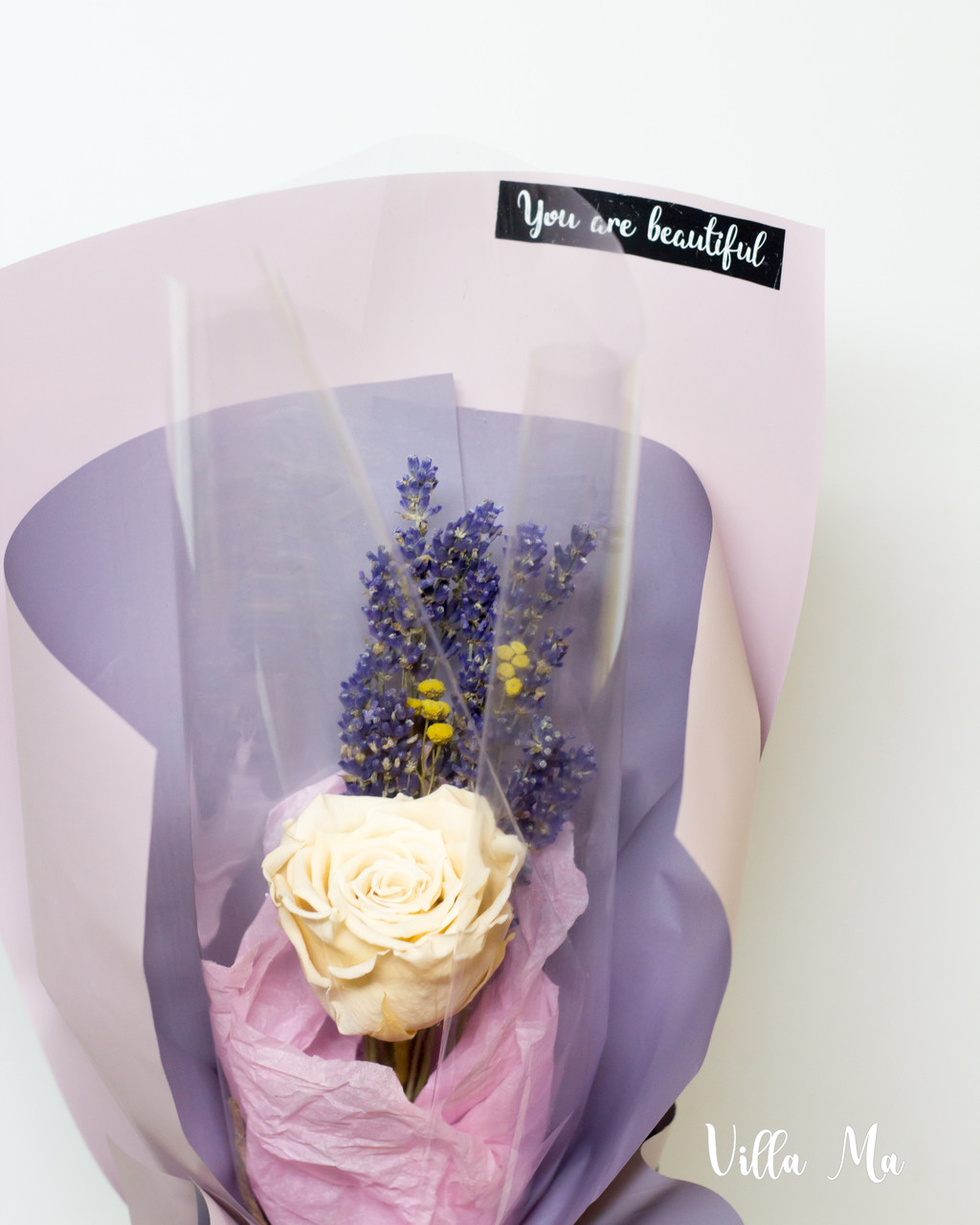 Купить букет Вечная роза и лаванда цветочный интернет-магазин Villa Ma с доставкой по Беларуси - фото 2 - id-p137620649