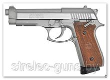 Пистолет SWISS ARMS SA92 (Beretta92), к.4,5 мм, металл, блоубэк, 21 шарик, цвет-нерж.