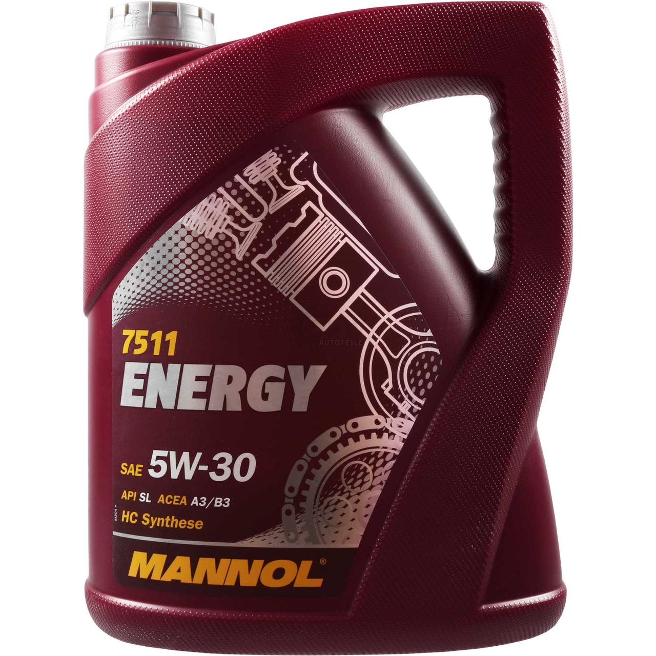 Моторное масло MANNOL MN7511-5 7511 ENERGY 5W-30 API SN/CH-4 A3/B4 ESTER 5л - фото 1 - id-p137647304