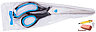 Ножницы OfficeSpace 24 см., эргономичные ручки, черные с синими вставками, ПВХ чехол с европодвесом