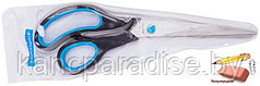 Ножницы OfficeSpace 17,1 см., эргономичные ручки, черные с синими вст., ПВХ чехол, арт.264902