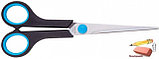 Ножницы OfficeSpace 17,1 см., эргономичные ручки, черные с синими вставками, ПВХ чехол с европодвесом, фото 2