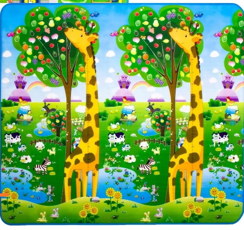 Детский коврик двухсторонний 1.5*1,8 м, толщина 0.5 см. Жираф + буквы игровой детский коврик.