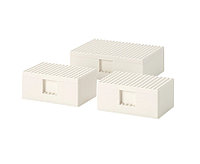 БЮГГЛЕК LEGO® контейнер с крышкой, 3 шт., белый, фото 1