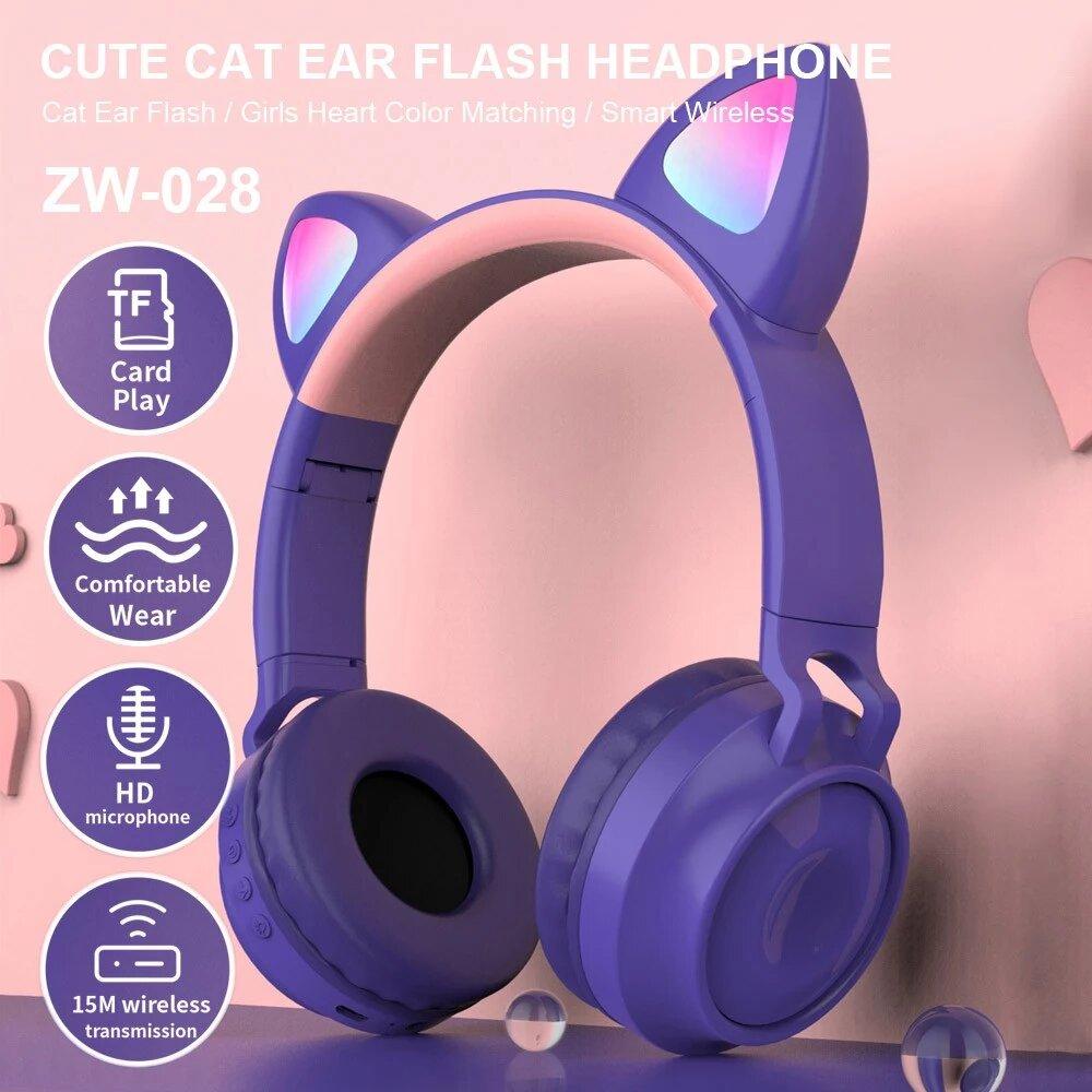 Беспроводные детские наушники Wireless Headphones Cat Ear ZW-028 - фото 4 - id-p137707335