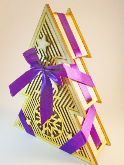 Коробка для новогоднего подарка "Елочка" с лентой - фото 2 - id-p137727098