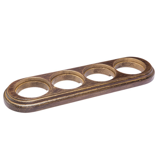 Рамка 4 поста Овал Венге с золотой патиной