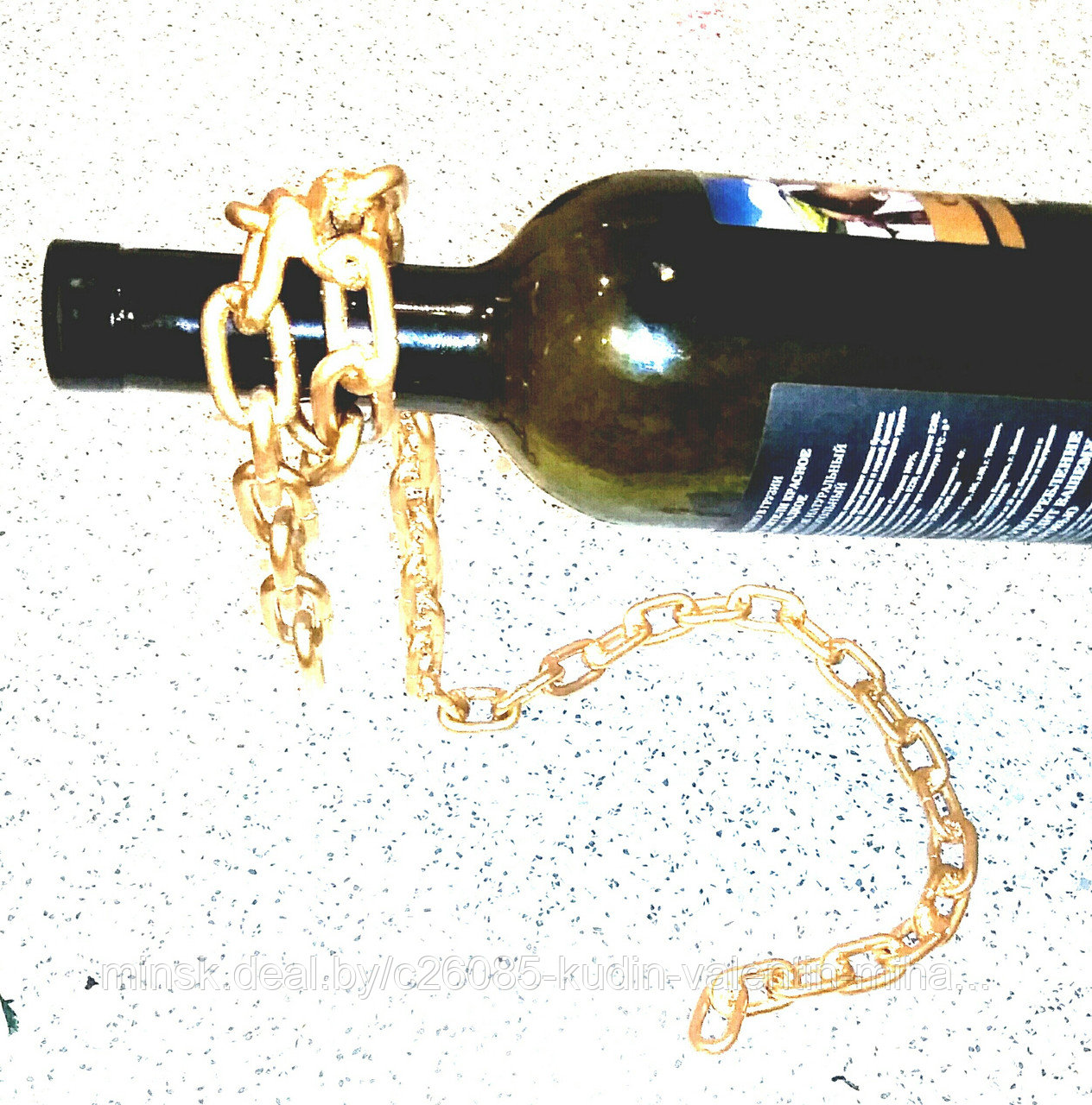 Подставка держатель для бутылки «Цепочка» цвет золото. - фото 3 - id-p137727288