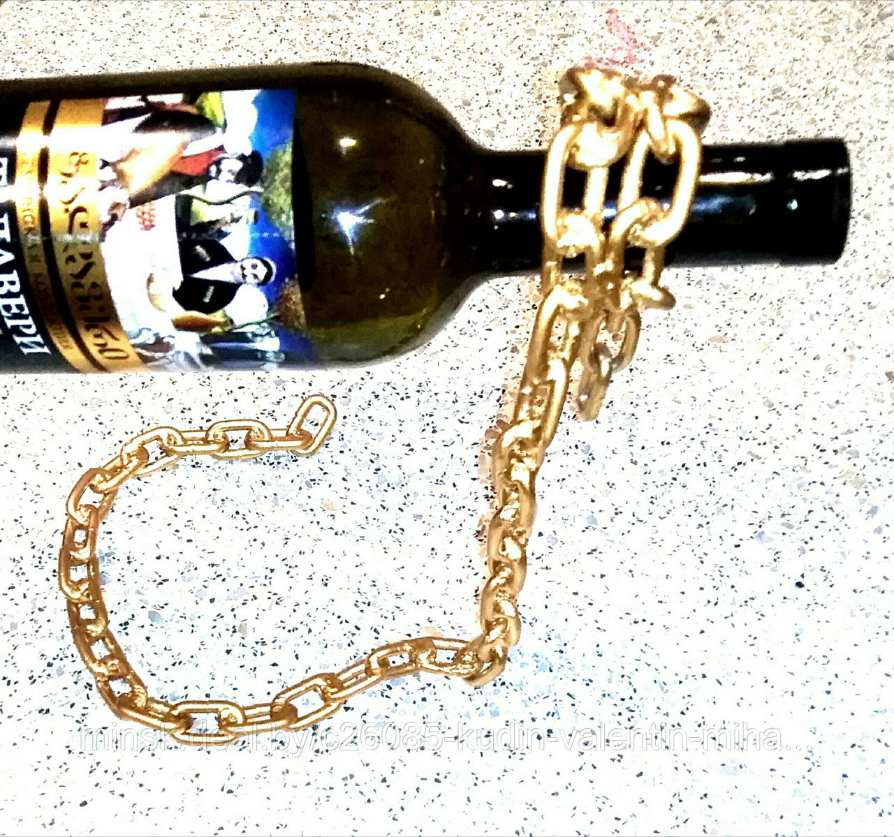 Подставка держатель для бутылки «Цепочка» цвет золото. - фото 2 - id-p137727288