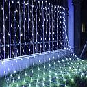 Сетка гирлянда на окно 200 LED светодиодная новогодняя белая, синяя, разноцветная, золотая новогодние гирлянды, фото 3