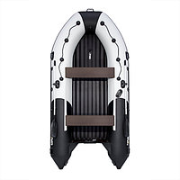 Лодка Ривьера 3800 Килевое надувное дно "Комби" светло-серый/черный, фото 1