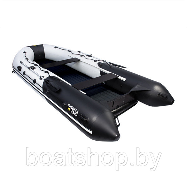 Лодка Ривьера 4300 Килевое надувное дно "Комби" светло-серый/черный - фото 2 - id-p137754383