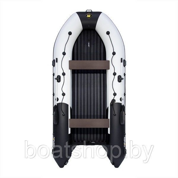 Лодка Ривьера 4300 Килевое надувное дно "Комби" светло-серый/черный