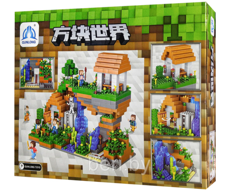 QL0507 Конструктор Майнкрафт QUNLONG «Большой дом у водопада», (Аналог LEGO Minecraft), 957 деталей - фото 4 - id-p137751007