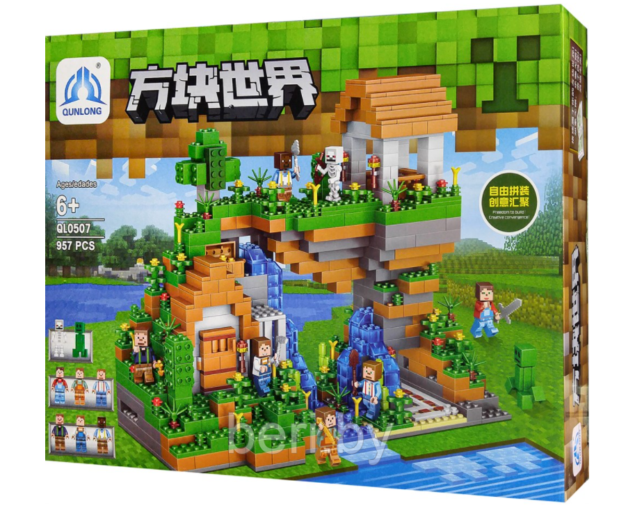 QL0507 Конструктор Майнкрафт QUNLONG «Большой дом у водопада», (Аналог LEGO Minecraft), 957 деталей - фото 5 - id-p137751007