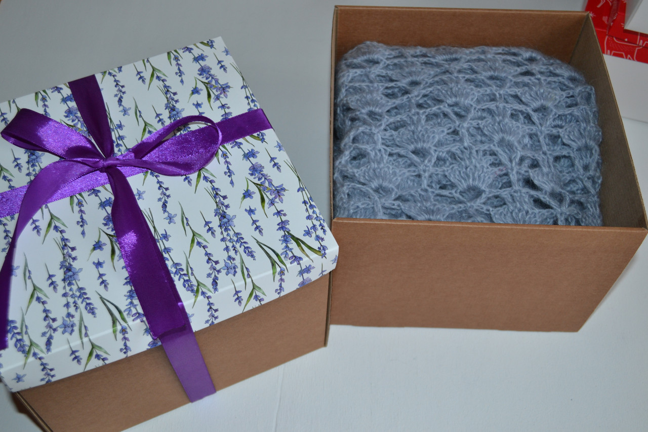 Вязаные шали голубого цвета из мохера - вязаные изделия в подарок - фото 10 - id-p108067754