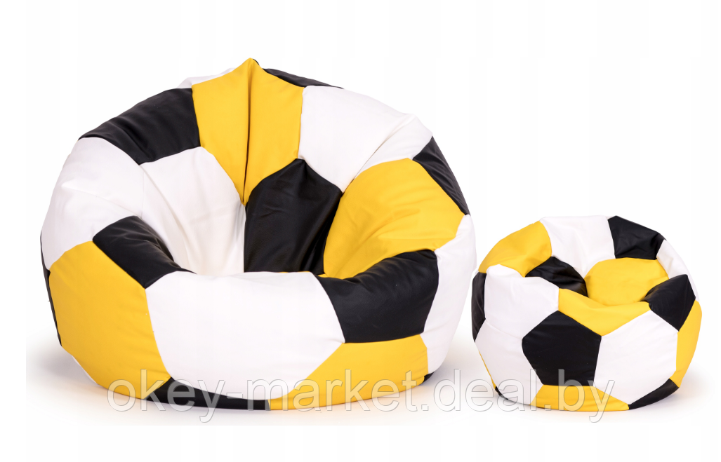 Бескаркасное кресло футбольный мяч 80 см + подножка 40 см SAKO - фото 1 - id-p137775329