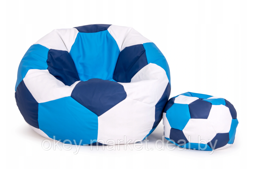 Бескаркасное кресло футбольный мяч 80 см + подножка 40 см SAKO, фото 2