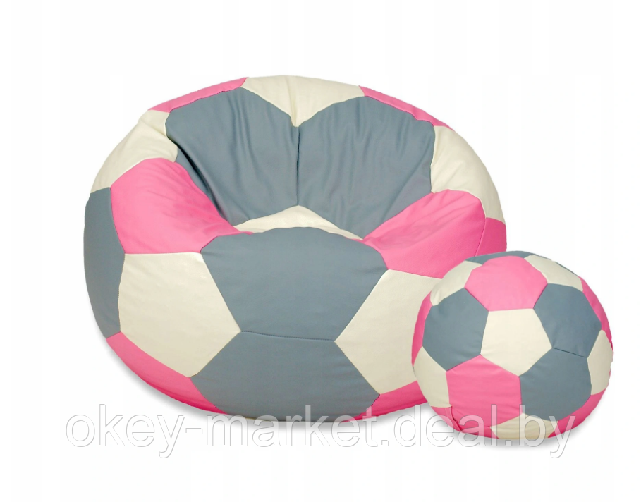 Бескаркасное кресло футбольный мяч 80 см + подножка 40 см Egato - фото 1 - id-p137777574