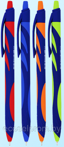 Автоматическая шариковая ручка с чернилами на масляной основе: "VINSON LIVE"; синий  корпус с цветными вставка