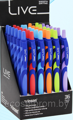 Автоматическая шариковая ручка с чернилами на масляной основе: "VINSON LIVE"; синий корпус с цветными вставка - фото 3 - id-p137783219