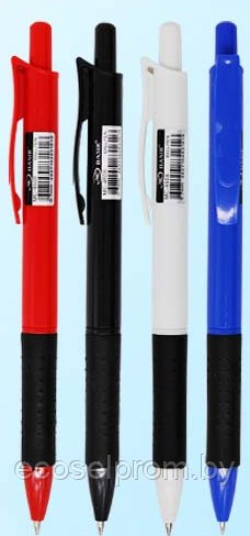 Автоматическая шариковая ручка: цветной корпус, резиновый держатель чёрного цвета; длина лин 1000m - фото 1 - id-p137794495
