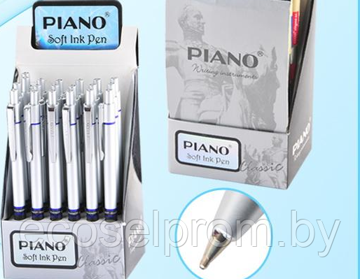 Авторучка: "Piano", на масляной основе; серебристый корпус, с клипом, резиновый держатель, цвет чернил-синий. - фото 2 - id-p137794541
